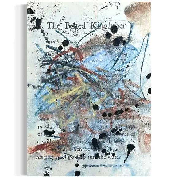 Original Abstract Modern Art Bird Painting The Belted Kingfisher Signed